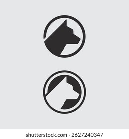 Cão bonito no ícone do vetor do canil para logotipos de loja de animais