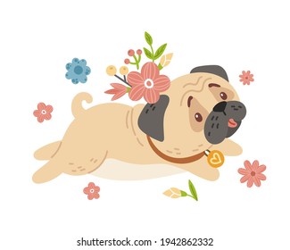 Cute dog kids poster or card template