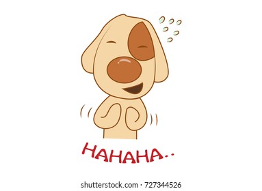 Cute Dog laughing. Vector Illustration. Isolated on white background.