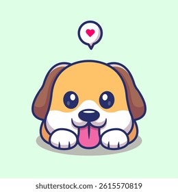 Cute Dog Lay on Floor Cartoon Vector Icon Illustration. Animal Nature Icon Concept Isolated Premium Vector. Flat Cartoon Style