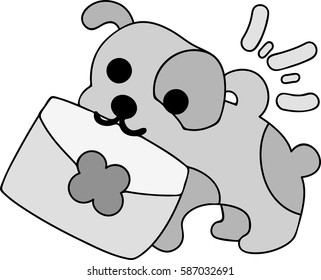 The cute dog and a letter