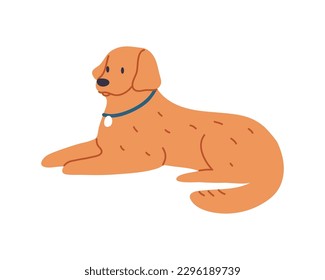 Cute dog lies. Flat vector illustration.