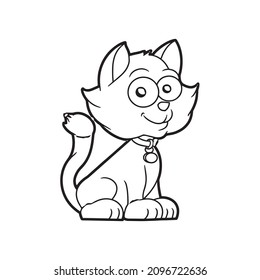 Cute Dog, line art, Outline Drawing
