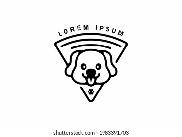 Cute dog line art in triangle shape design