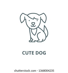Cute dog line icon, vector. Cute dog outline sign, concept symbol, flat illustration