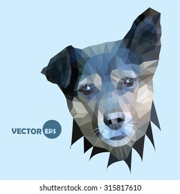 The cute dog listens raising the ear. vector illustration done in the style of polygonal graphics (low-poly) dogs on an isolated background.