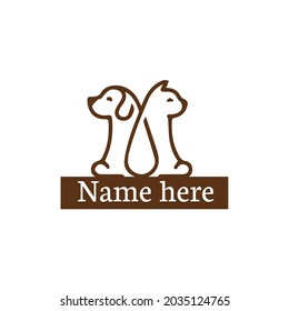 Cute dog logo animal pet Pets care, man and dog, logo design. Animal, pet shelter and clinic, vector design and illustration Template
