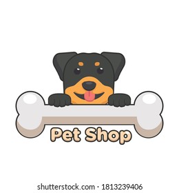 Cute dog logo with bone, it's good for Pet logo, Pet shop, veterinary, or dog lover logo.