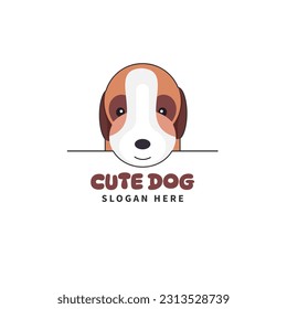 Cute dog logo in brown color