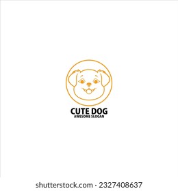 cute dog logo design line art