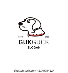 Cute Dog Logo with Line Art Style