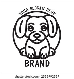 cute dog logo line art 