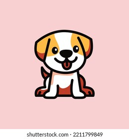 Cute dog logo symbol design illustration. Clean logo mark design. Illustration for personal or commercial business branding.