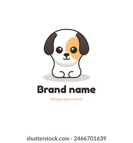 Lindo perro logo Plantilla. Ilustración vectorial. Aislado sobre fondo blanco.