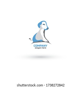 Cute dog logo template.Flat with 3 color.vector eps10-editable
