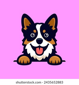 Lindo perro logo vector Dibujos animados mascota vector ilustración pegatina 