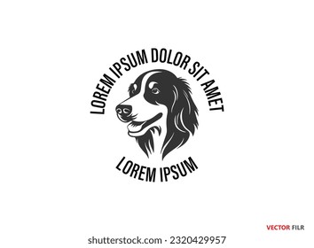 Diseño de vectores con logotipo de perro, Perro con hojas en círculo plantilla con logotipo. Diseño De Vector De Forma Redonda Para Mascotas. Ilustración animal