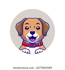 Cute Dog Looking Cartoon Vector Icon Illustration. Animal Nature Icon Concept Isolated Premium Vector. Flat Cartoon Style