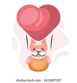 cute dog with love balloon cartoon design vector
