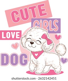 bonitinho cão amor menina design camisa