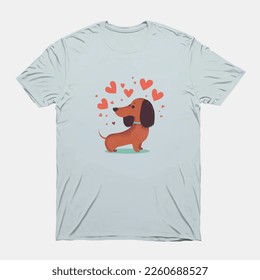 
cute Dog with love hearts, t shirt template for valentines day, illustration