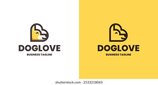 cute dog love logo vector