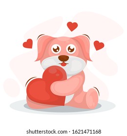 cute dog with love mascot cartoon vector