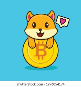 Cute dog loving a coin cartoon