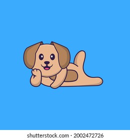 Cute dog lying down. Animal cartoon concept isolated. Can used for t-shirt, greeting card, invitation card or mascot.