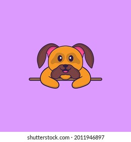 Cute dog lying down. Animal cartoon concept isolated. Can used for t-shirt, greeting card, invitation card or mascot.