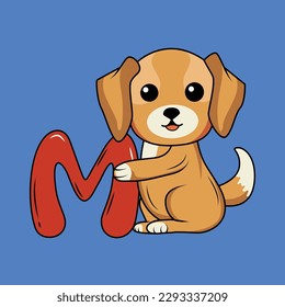 Perro con letra M Ilustración vectorial