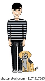 cute dog and man design
