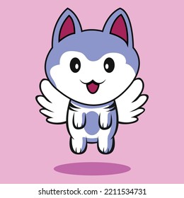 Cute Dog Mascot With Angel Wings