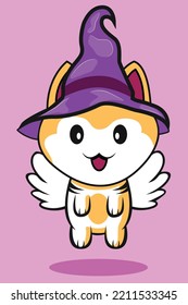 cute dog mascot with attribute halloween