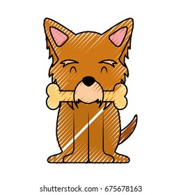 cute dog mascot with bone