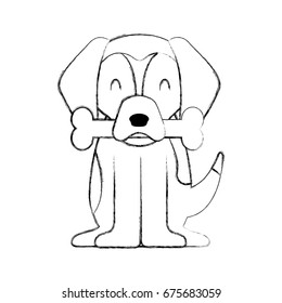cute dog mascot with bone
