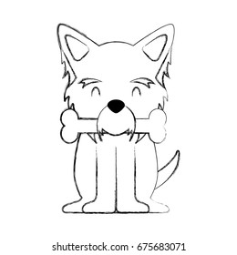 cute dog mascot with bone
