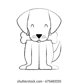 cute dog mascot with bone