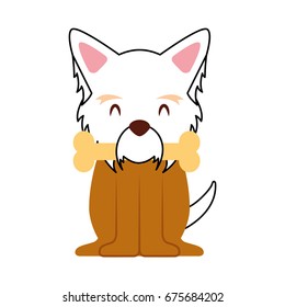 cute dog mascot with bone