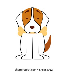 cute dog mascot with bone