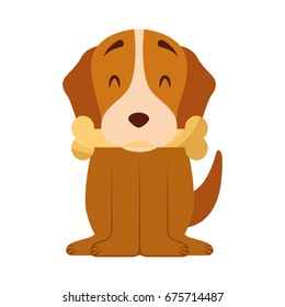 cute dog mascot with bone