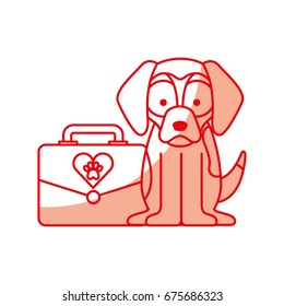 cute dog mascot with box transport