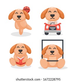 Cute dog mascot cartoon collection