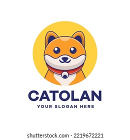 Cute Dog Mascot Cartoon Logo Icon Illustration