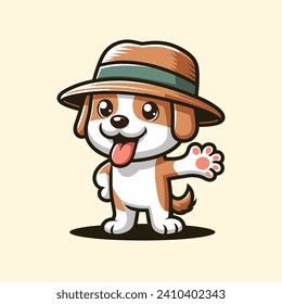 Cute Dog mascot Cartoon Vector Icon Illustration. Animal Nature Icon Concept Isolated Premium Vector. Flat Cartoon Style