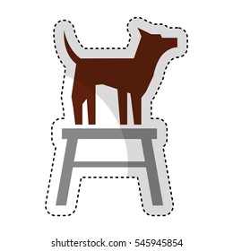 cute dog mascot in chair isolated icon vector illustration design