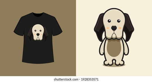 Cute dog mascot character t shirt style and trendy clothing design print, vector illustration.