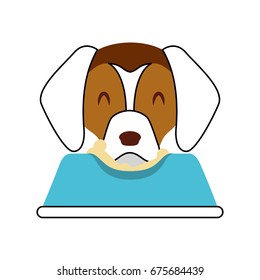 cute dog mascot with dish food