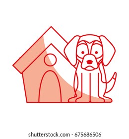 cute dog mascot with house