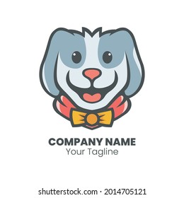 Cute dog mascot logo design vector.